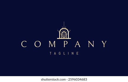 Vector golden logo with an abstract image of an arch with rays of light coming from the base.