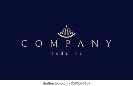 Vector golden logo with an abstract image of a bowl with a lotus flower.