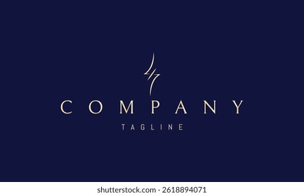 Vector golden logo with an abstract image of a spearhead in the form of the letter S.