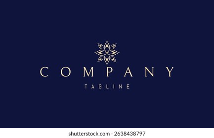 Vector golden logo with an abstract image of a floral pattern with leaves in the form of a flame.