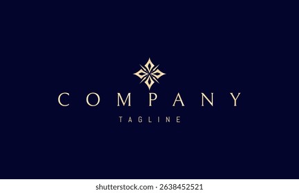 Vector golden logo with an abstract image of a pattern of arrows and spears in the form of a flower.