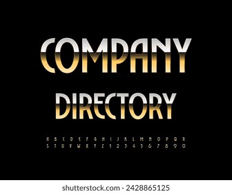 Vector Golden logo Company Directory with Luxury Font. Elite thin Alphabet Letters, Numbers and Symbols.