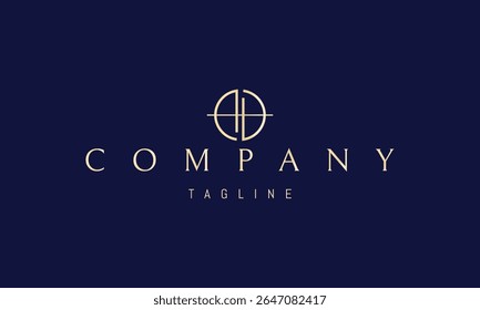 A vector golden logo featuring an abstract image a circle with a horizontal bar inside, forming the letter H in a minimalist style.