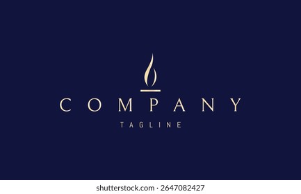 A vector golden logo featuring an abstract image a candle flame with soft curves rising upward.