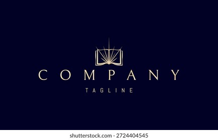 Un logotipo dorado de Vector con una Imagen abstracta un libro abierto con luz radiante que se eleva desde su base, simbolizando el conocimiento, la inspiración y el descubrimiento.