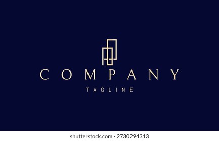 Um logotipo vetorial dourado com uma imagem abstrata entrelaçada por janelas formando um padrão geométrico que simboliza conexão e arquitetura.
