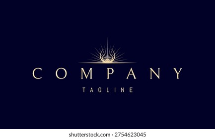A vector golden logo featuring sun rays rising from the horizon, symbolizing new beginnings, hope, energy, and a bright optimistic future.