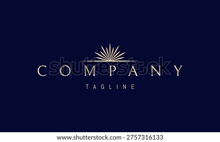 A vector golden logo featuring sun rays rising over the horizon, symbolizing hope, new beginnings, energy, and a bright optimistic future.