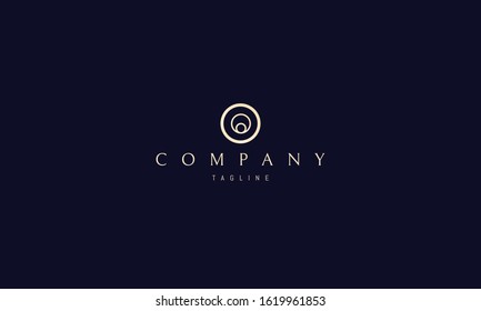 Vector golden logo on which an abstract image of two rings.