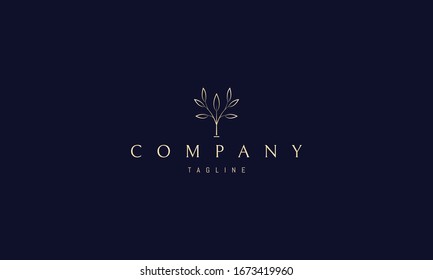 Vector golden logo on which an abstract image of an elegant laurel tree.