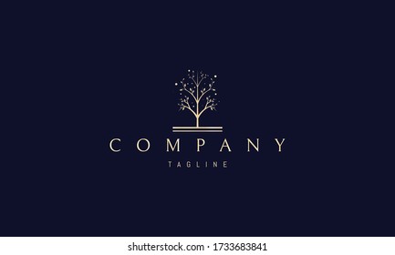 Logo de oro vectorial en el que una imagen abstracta de un árbol ramificante.