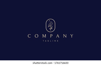 Vector golden logo on which an abstract image of a bird sitting on a twig.