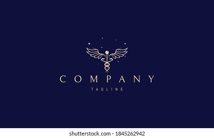 Vector golden logo on which an abstract image of the symbol of health care.
