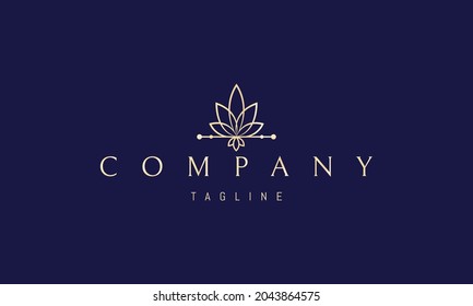 Logo de oro vectorial en el que la imagen abstracta de las hojas en forma de decoración.