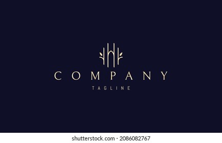 Logo de oro vectorial en el que una imagen abstracta de una puerta de los árboles.