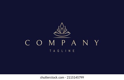 Logo de oro vectorial en el que una imagen abstracta de una concha y una flor de loto.