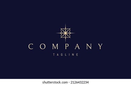 Logo de oro vectorial en el que una imagen abstracta de una estrella con cúpulas orientales.