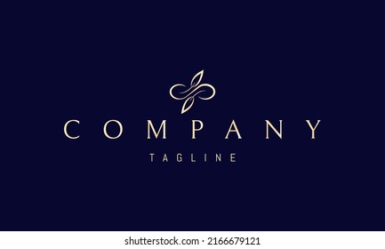 Logotipo vectorial dorado en el que una imagen abstracta del signo del infinito con dos hojas.