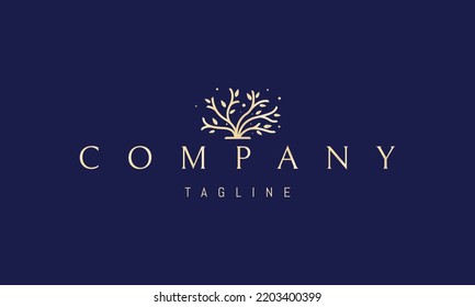 Logotipo vectorial dorado en el que una imagen abstracta de un denso matorral caducifolio.