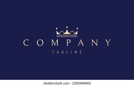 Logo de oro vectorial en el que una imagen abstracta de la corona real en un estilo lineal.