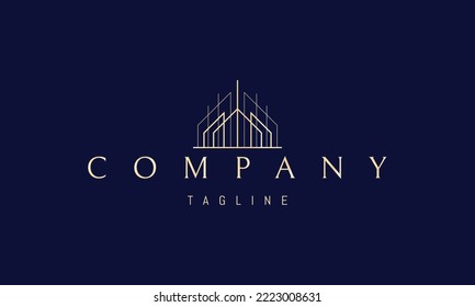 Vectorgolden Logo, auf dem ein abstraktes Bild eines modernen High-Tech-Gebäudes.