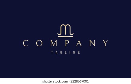 Vector golden logo on which an abstract image of the monogram of the letter M in the form of arches.