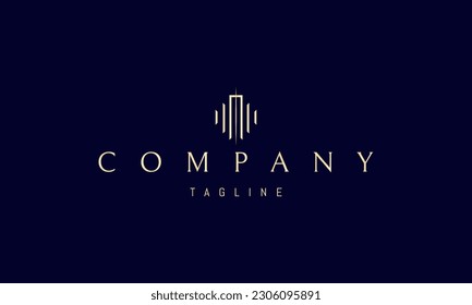 Vector golden logo on which an abstract image of Greek columns with a gate in the middle.