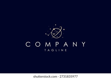 Logotipo dourado do vetor no qual uma imagem abstrata da constelação Ursa Maior em um círculo.