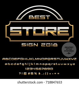 Vector Golden Logo Template for Best Store. Luxury set of Letters, Numbers, Symbols. Graphic Style Font