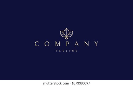Vector golden logo, in which an abstract image of three leaves and drops under them.