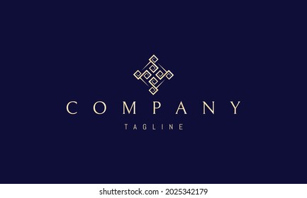 Vector golden logo in which an abstract image of the Greek square pattern with the letter S.