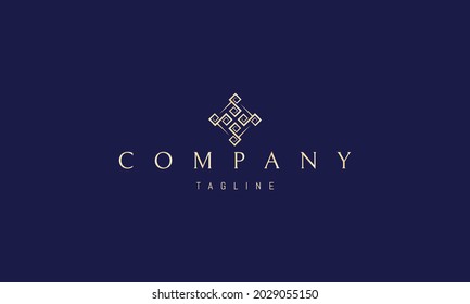 Logo de oro vectorial en el que una imagen abstracta de un patrón en el estilo griego compuesto por la letra S.