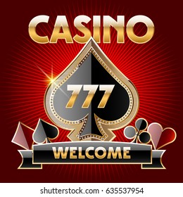 Vector golden logotype for Casino