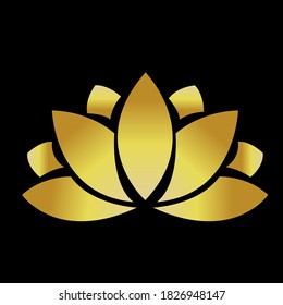 Vector golden lotus flower shape logo. Lotus logo icon design illustration template for logo, business card