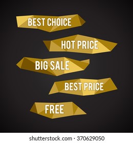 Vector Golden Low Poly labels