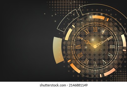 Vector golden luxury analog clock background