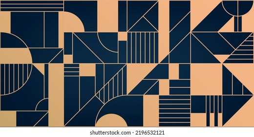 Vector Golden Luxury Design Vector. Abstract Geometry, Art Deco Line Pattern Background, Mosaic. Use For Wedding Invitation, Cover, VIP Card, Print, Poster And Wallpaper.