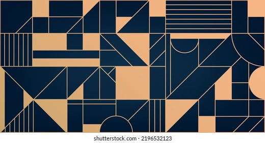 Vector de diseño de lujo vectorial dorado. Geometría abstracta, fondo de patrón Art deco, mosaico. Utilícelo para la invitación a la boda, portada, tarjeta VIP, impresión, afiche y fondo de pantalla.