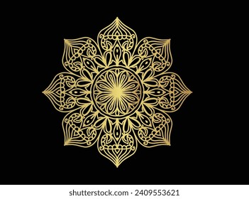Vector golden luxury mandala background design template for use as elements and resources of Arabic patterns, wedding, and cultural decoration purpose
