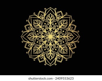 Plantilla de diseño de fondo de Mandala dorada vectorial para uso como elementos y recursos de patrones árabes, bodas y decoración cultural