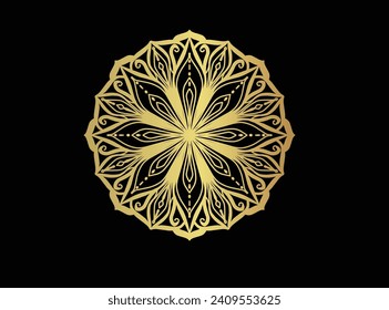 Vector golden luxury mandala background design template for use as elements and resources of Arabic patterns, wedding, and cultural decoration purpose