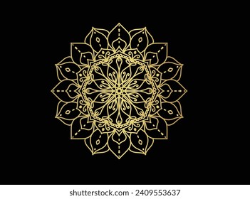 Plantilla de diseño de fondo de Mandala dorada vectorial para uso como elementos y recursos de patrones árabes, bodas y decoración cultural
