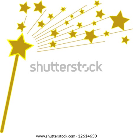 Vector Golden Magic Wand and Stars