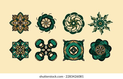 Vector golden mandala element for islamic and middle east ornament decoration full color