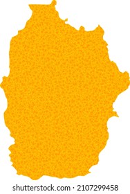 Vector Golden map of Azores - Flores Island. Map of Azores - Flores Island is isolated on a white background. Golden particles texture based on solid yellow map of Azores - Flores Island.