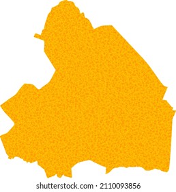 Vector Golden map of Drenthe Province. Map of Drenthe Province is isolated on a white background. Golden particles pattern based on solid yellow map of Drenthe Province.