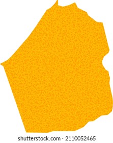 Vector Golden map of Dubai Emirate. Map of Dubai Emirate is isolated on a white background. Golden particles mosaic based on solid yellow map of Dubai Emirate.