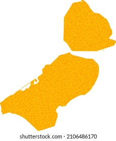 Vector Golden map of Flevoland Province. Map of Flevoland Province is isolated on a white background. Golden items texture based on solid yellow map of Flevoland Province.