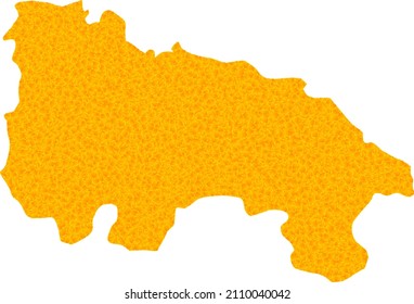 Vector Golden map of La Rioja Spanish Province. Map of La Rioja Spanish Province is isolated on a white background. Golden items pattern based on solid yellow map of La Rioja Spanish Province.