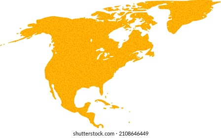 Vector Golden map of North America and Greenland. Map of North America and Greenland is isolated on a white background.